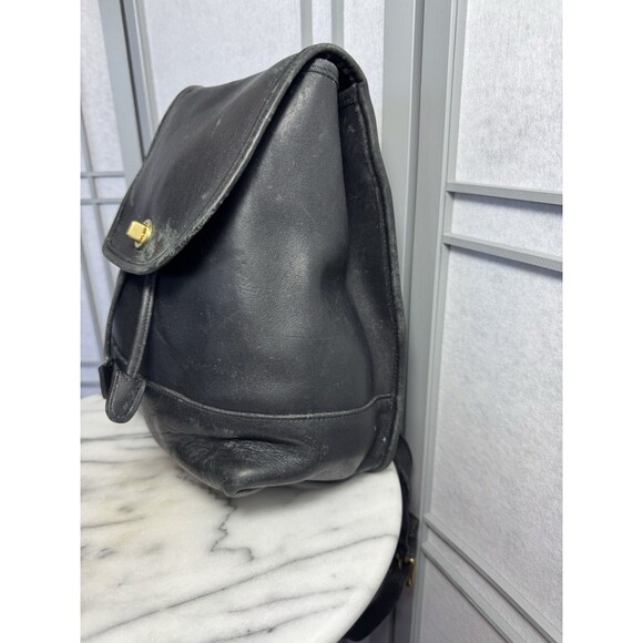Coach VINTAGE 9791 Black Soft Leather Backpack Daypack Rucksack Drawstring FLAW* - Picture 6 of 14